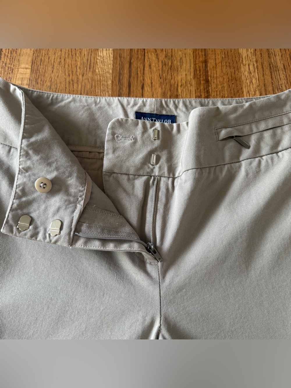 Ann Taylor Petites Tan Khaki Wide Leg Trousers Size 6P Stretch Cotton - Picture 6 of 10